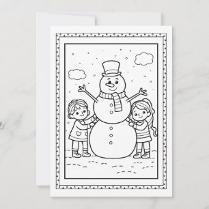 Festiva Tarjeta plana para colorear muñeco de nieve de Nav