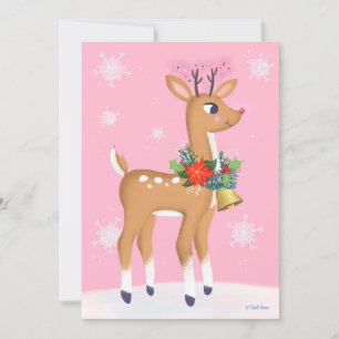 Festiva Tarjeta plana personalizada Retro Rudolph Navidade