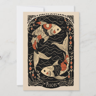 Festiva Tarjeta plana - Pisces Celestial Zodiac Art