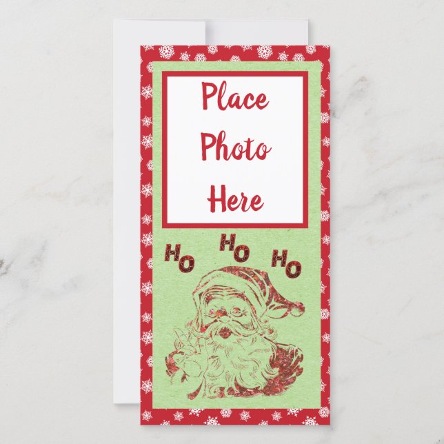 Festiva Tarjeta plana purpurina Santa Navidades (Anverso)