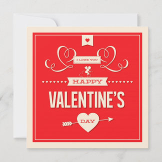 Festiva Tarjeta plana roja del el día de San Valentín