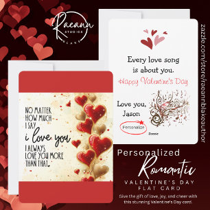 Festiva Tarjeta plana romántica personalizada del día de S