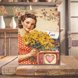 Festiva Tarjeta plana vintage retro de San Valentín