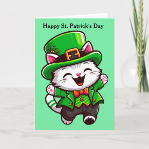 Festiva Tarjeta plegable de día de San Patricio de gato li