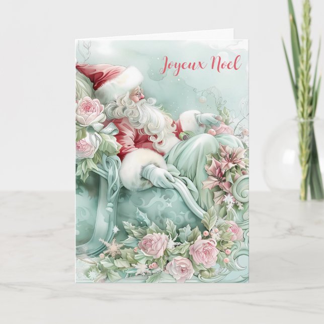 Festiva Tarjeta plegable Joyeux Noël Santa Sleigh (Anverso)