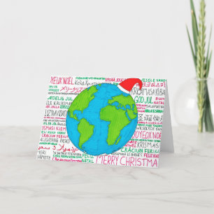 Festiva Tarjeta plegable Merry Christmas World Languages