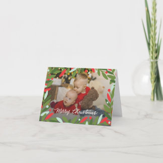 Festiva Tarjeta plegada de marco de floración de Navidades