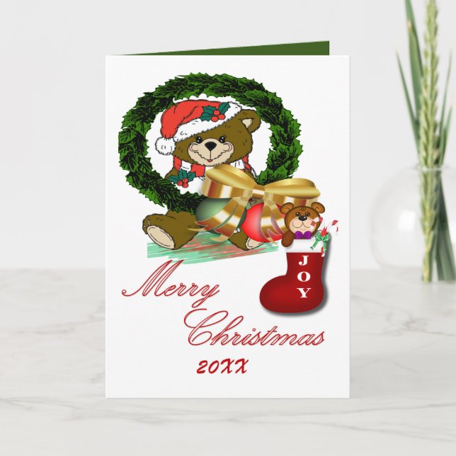 Festiva Tarjeta plegada de Navidades de Santa Sock (Anverso)