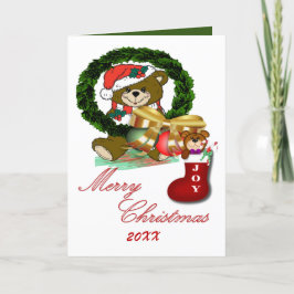 Festiva Tarjeta plegada de Navidades de Santa Sock