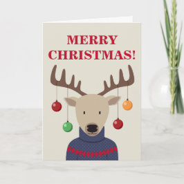 Festiva Tarjeta plegada de Navidades de venado
