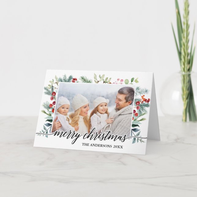 Festiva Tarjeta plegada para Navidades de la vegetación ca (Anverso)