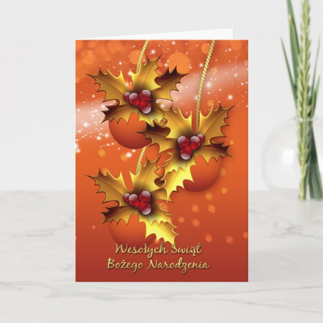Festiva Tarjeta polaca de Wesolych Swiat Bozego Narodzenia (Anverso)
