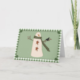 Festiva Tarjeta Primitiva de Hombre de Nieve