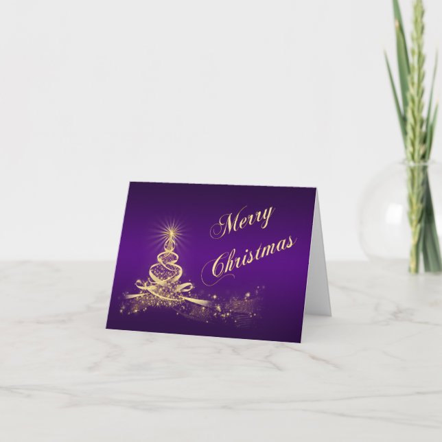 Festiva Tarjeta Purple, Gold Light Tree Corporate Navidade (Anverso)
