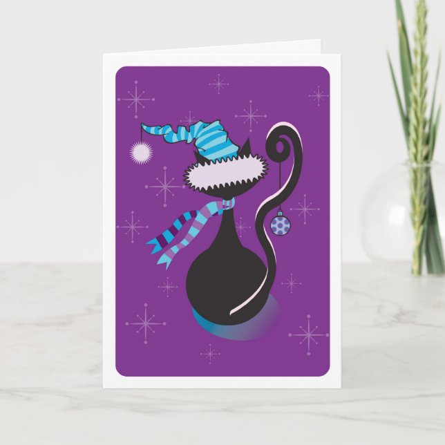 Festiva Tarjeta púrpura de Santa Kitty (Anverso)