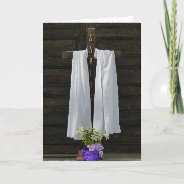 Festiva Tarjeta religiosa de saludo de Pascua, cruz de mad (Anverso)