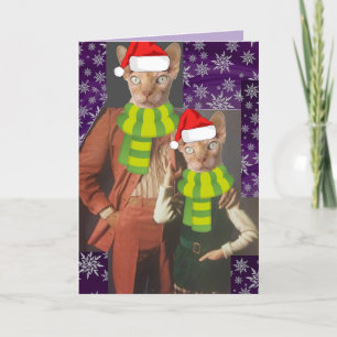 Festiva TARJETA RETRO CAT 1970's FUNNY NAVIDADES