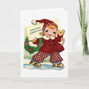 Festiva Tarjeta "Retro Child Christmas Greetings"