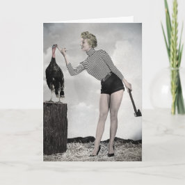 Festiva Tarjeta Retro de Acción de Gracias para Pavo