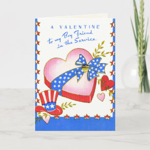 Festiva Tarjeta retro de El día de San Valentín militar es