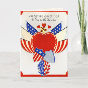Festiva Tarjeta retro de El día de San Valentín militar es