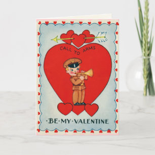 Festiva Tarjeta retro de El día de San Valentín militar es
