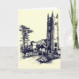 Festiva Tarjeta Retro de Iglesia en Inglés Antiguo
