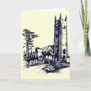Festiva Tarjeta Retro de Iglesia en Inglés Antiguo