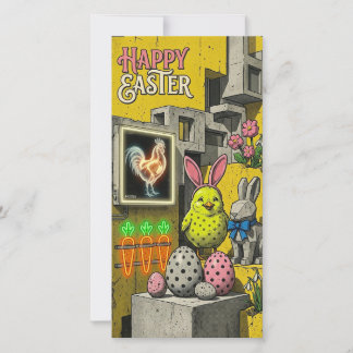 Festiva Tarjeta Retro de Pascua Feliz