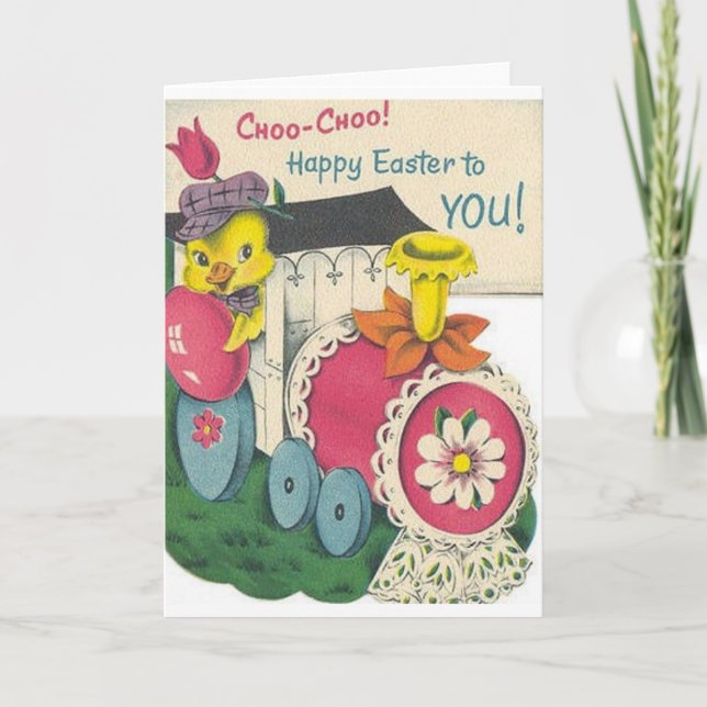 Festiva Tarjeta Retro Easter Train Easter (Anverso)