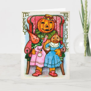 Festiva Tarjeta Retro Merry Halloween