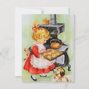 Festiva Tarjeta retro vintage de Navidades infantiles de h