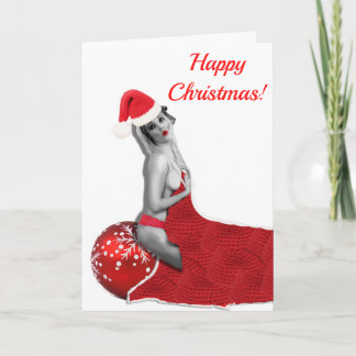 Festiva Tarjeta Retro Vintage Sexy Pinup Chica Navidades d