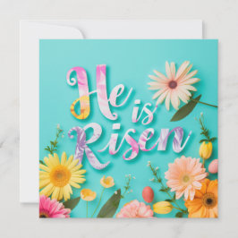 Festiva Tarjeta Risen Easter, Flores Felices De Pascua