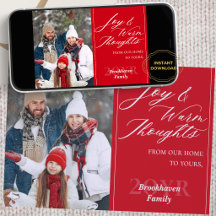 Tarjeta Roja Clásica con Nombre de Familia y Año e