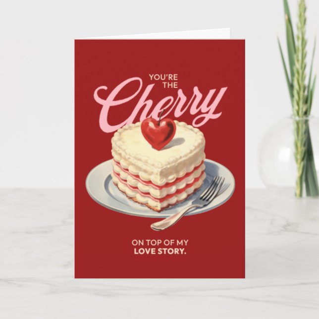 Festiva Tarjeta Roja de San Valentín Vintage (Anverso)