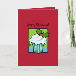 Festiva Tarjeta roja Holly Cupakes Navidades