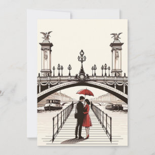 Festiva Tarjeta Romántica de Amor Parisina - Celebra Tu Am