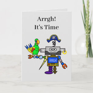 Festiva Tarjeta Romántica de Pirata Robot Divertido