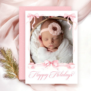 Festiva Tarjeta Rosa de Fotos de Felices Fiestas