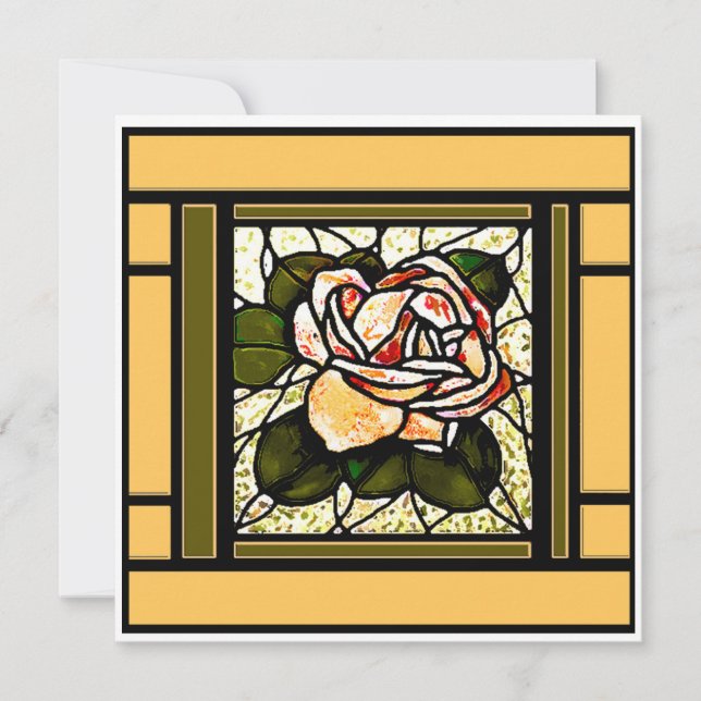 Festiva Tarjeta Rosa de oro Art Deco (Anverso)