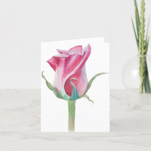 Festiva Tarjeta rosa simple en blanco