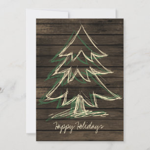 Festiva Tarjeta Rustic Barnwood Pine Tree