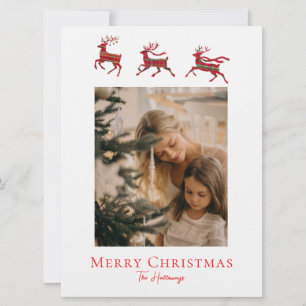 Festiva Tarjeta Rustic Red Green Plaid Reindeer