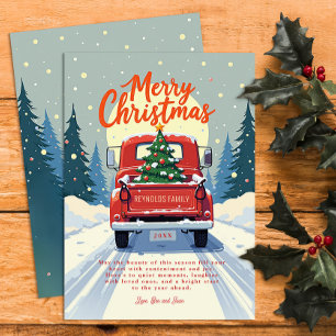 Festiva Tarjeta Rustic Red Truck Navidades