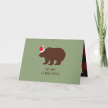 Tarjeta Rustic Santa Bear Forest para Navidades de