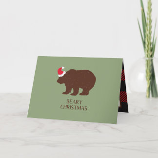 Festiva Tarjeta Rustic Santa Bear Forest para Navidades de