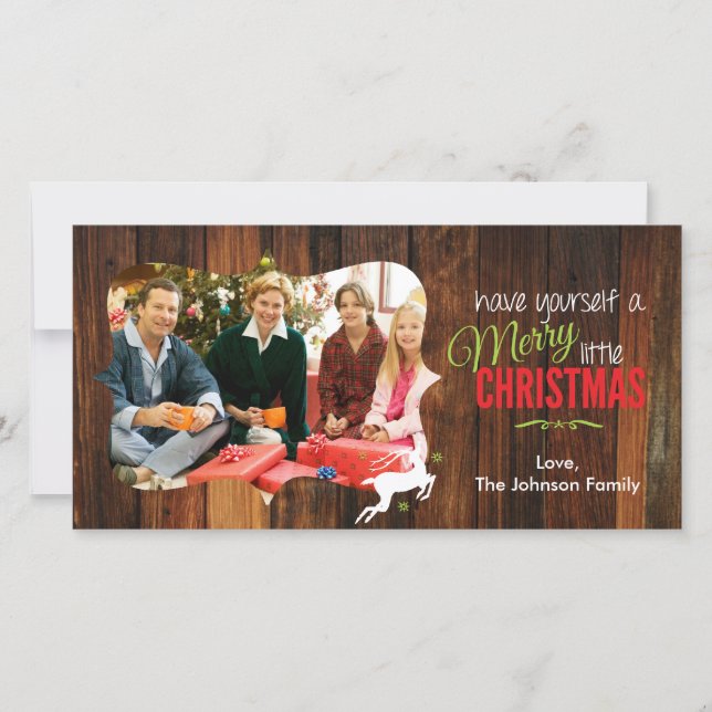 Festiva Tarjeta Rústica de Merry Little Navidades (Anverso)