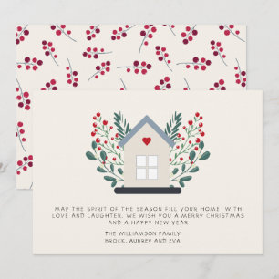 Festiva Tarjeta rústica para Navidades de Berries y Countr