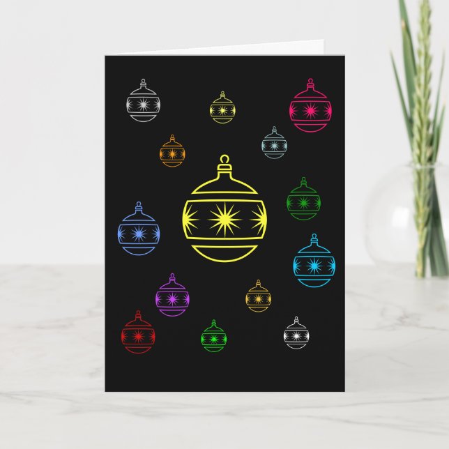 Festiva Tarjeta - Saludo - Ornamentos de árbol de vacacion (Anverso)